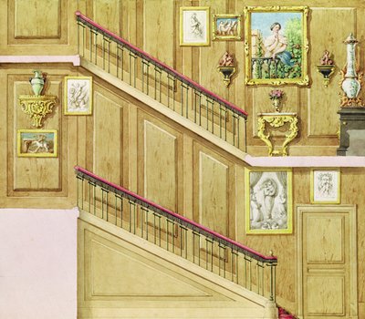 A rue Fortunee lépcsőház terve, amelyet Honore de Balzac (1799-1850) vásárolt 1847-ben, 1851-ben (wc papíron) alkotó: M. Santi